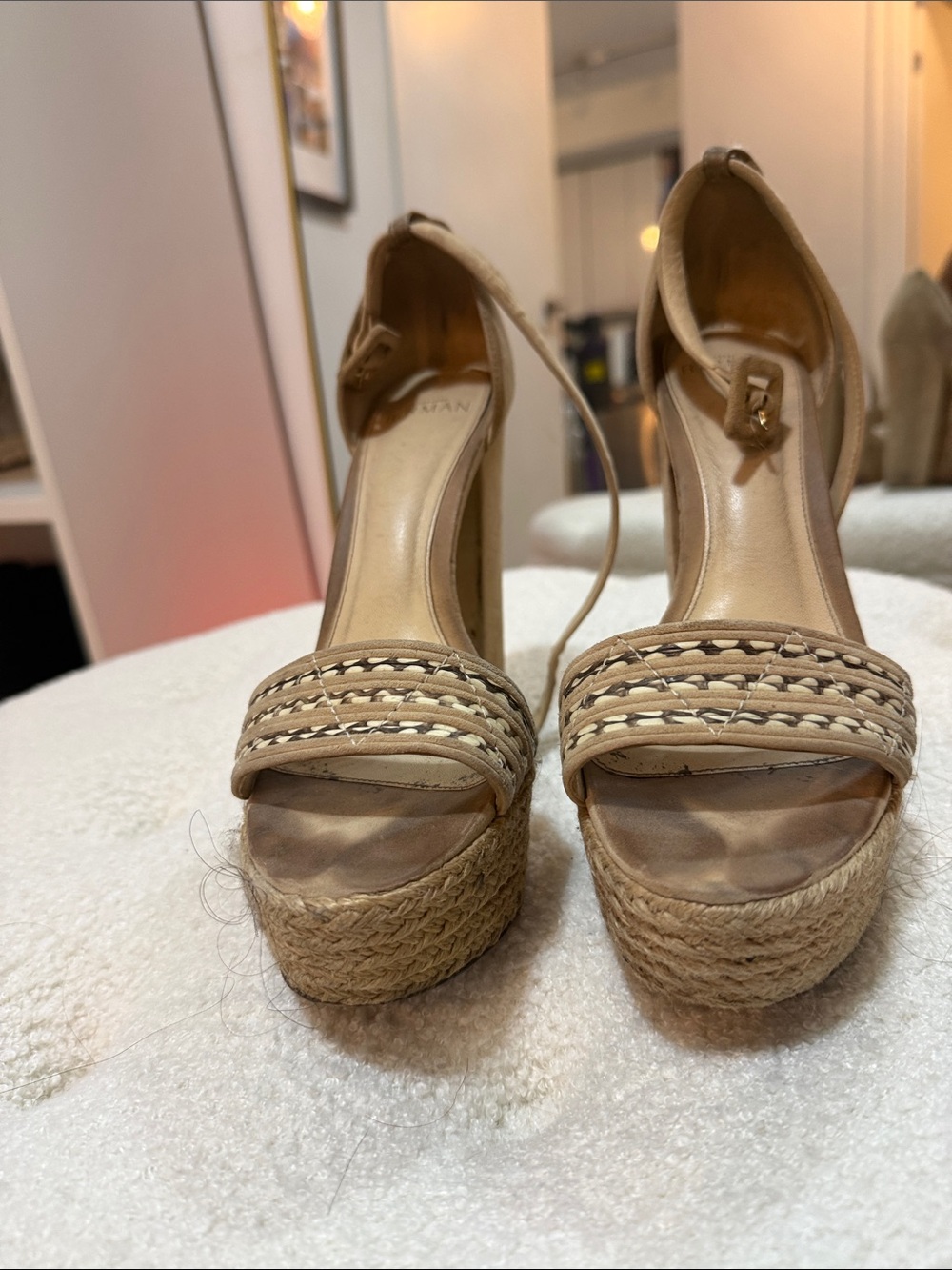 Alexandre Birman Tan Braided Espadrille Platform Sandals